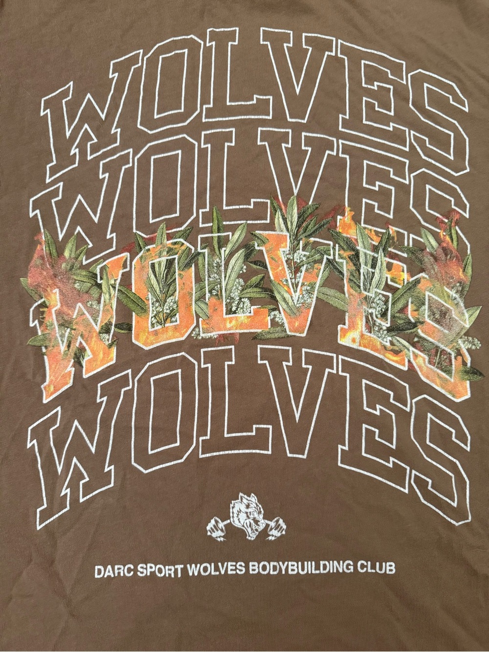 Darc Sport Brown Wolves Graphic Tee with Floral Accent